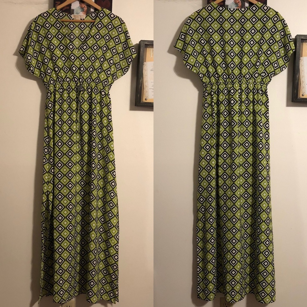 Michael Kors Lime Green Retro Diamond Maxi Dress